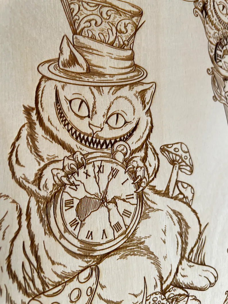 Cheshire Cat, Alice In Wonderland Wall Art, Engraved Cheshire Cat Wall –  Forgotten Engravings