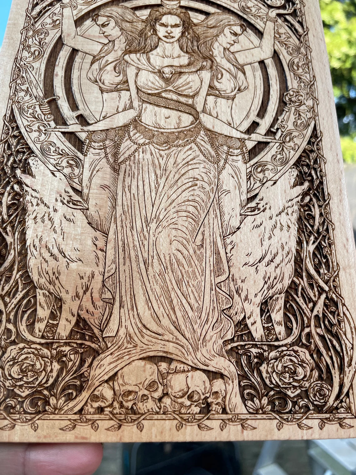 Hecate Altar tile, Altar Board engraved, wooden Ritual Hecate art, Altar Offering decor. - Forgotten Engravings hecate-altar-tile-altar-board-engraved-wooden-ritual-hecate-art-altar-offering-