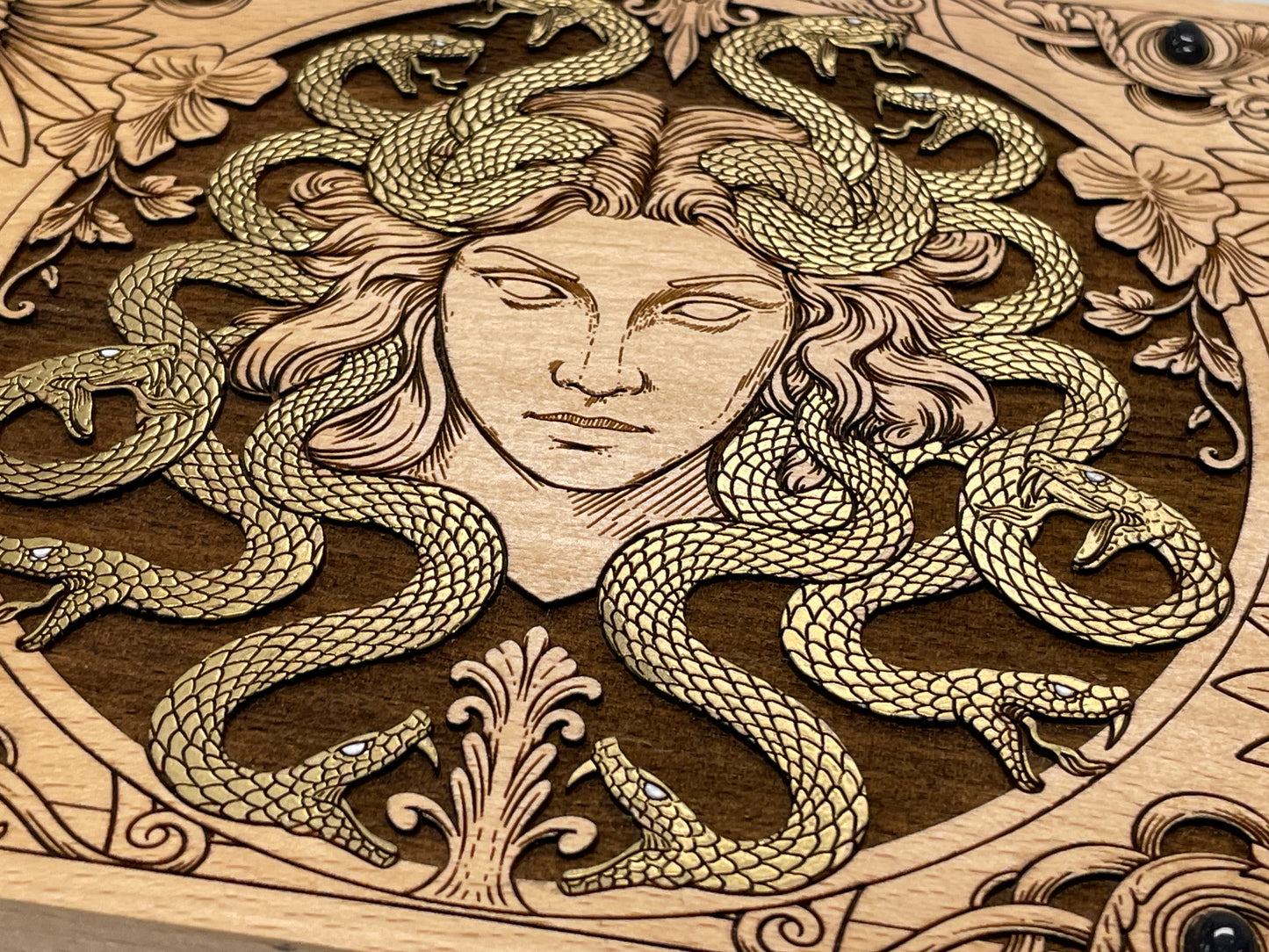 Medusa Tarot Deck Holder Box – Wooden Tarot , Crystal & Jewelry Storage Keepsake Box