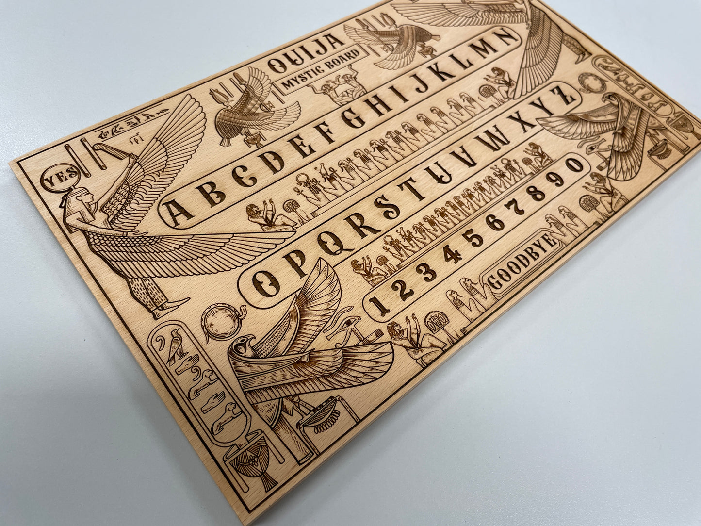 Egyptian Wooden Ouija Board – Anubis & Thoth Mythology Spirit Board with Book of the Dead Engraving - Forgotten Engravings