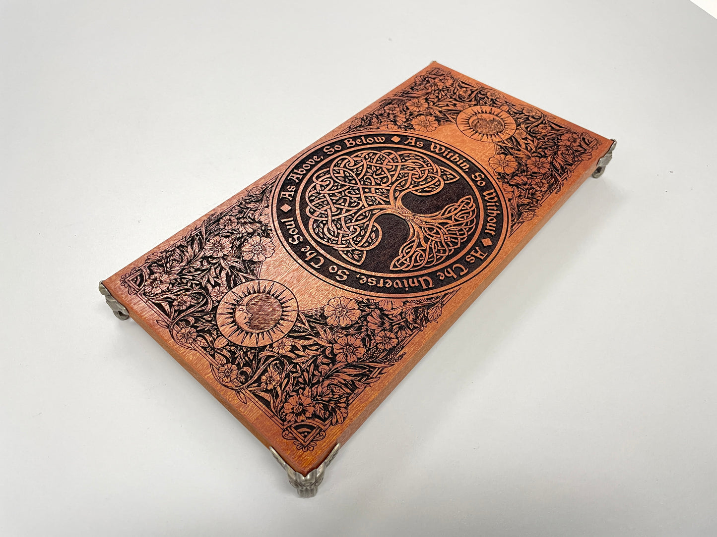 Wiccan Altar Table – Mahogany Tree of Life Ritual Board with “As Above, So Below ,As Within ,So Without” - Forgotten Engravings