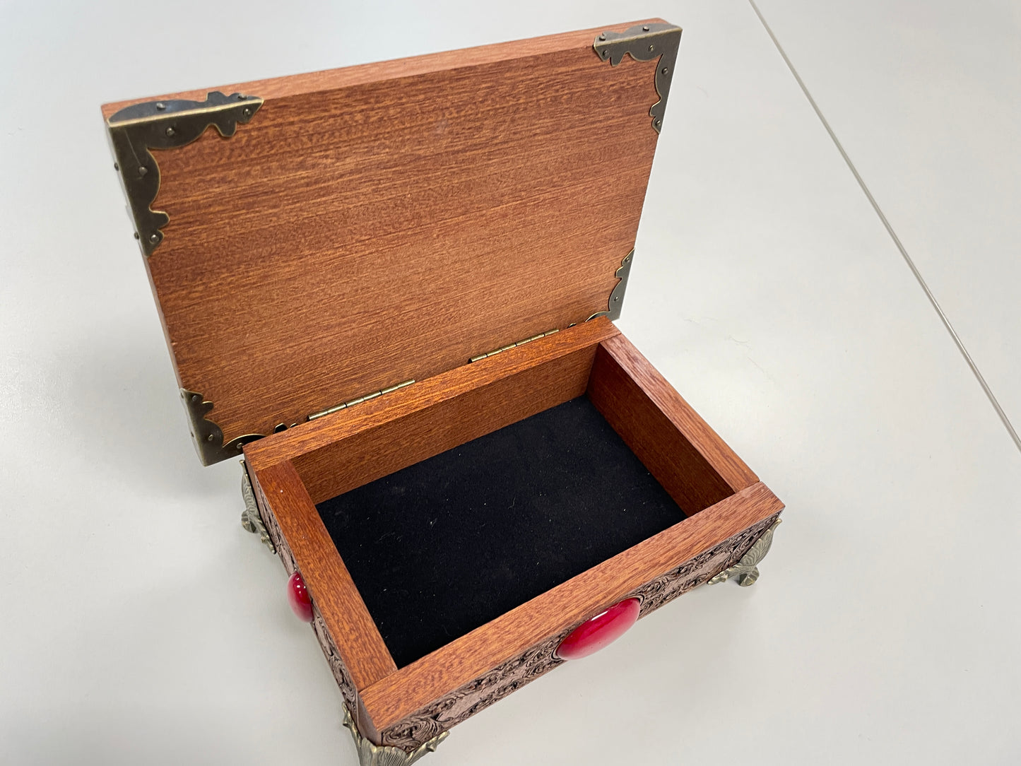 Dracula Jewelry Box – Solid Mahogany Engraved Keepsake Chest with “I Have Crossed Oceans of Time to Find You”