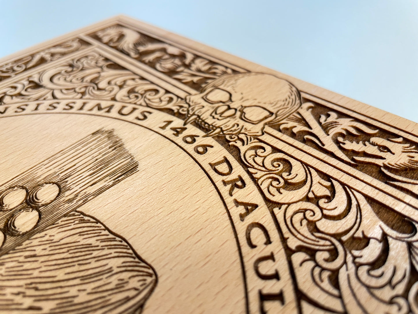 Vlad the Impaler Wood Wall Art – Engraved Wood Gothic Medieval Portrait