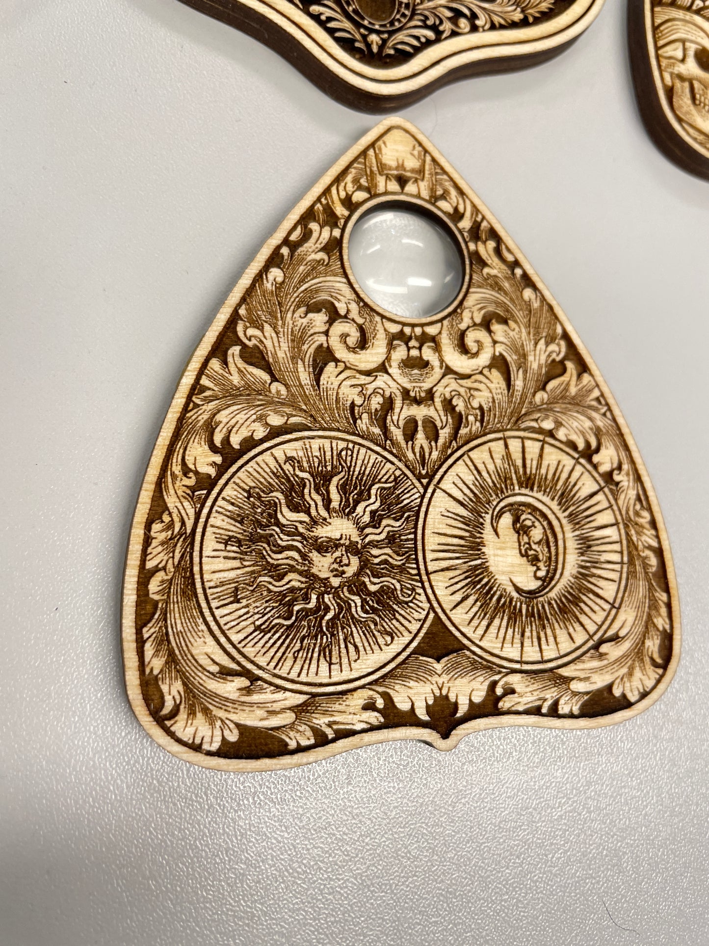 Ouija Planchette Set – Functional Engraved Wooden Spirit Board Planchettes Gothic Occult Collection - Forgotten Engravings