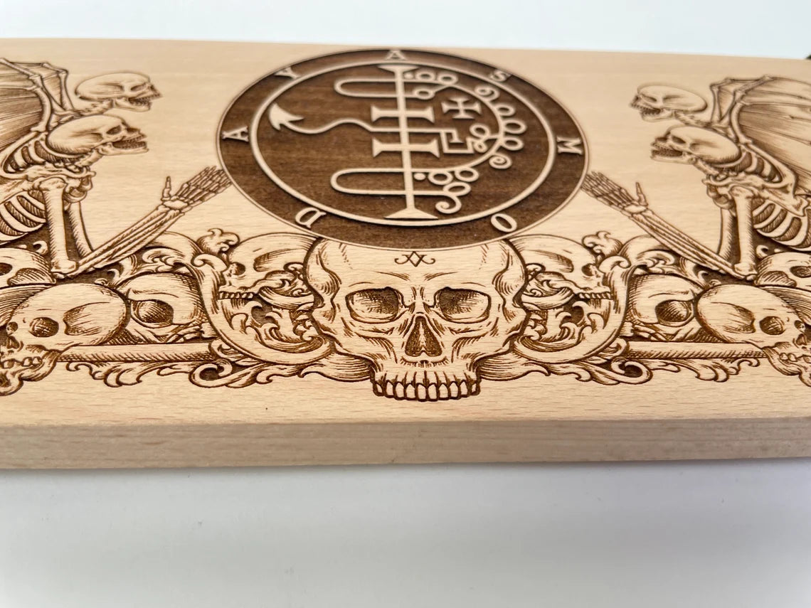 Asmodeus sigil. Sigil of Asmoday Altar Board engraved, wooden Ritual Table, Ars Goetia Altar Offering Table, Asmodeus Metaphysical Board. - Forgotten Engravings king-asmodeus-sigil-sigil-of-a