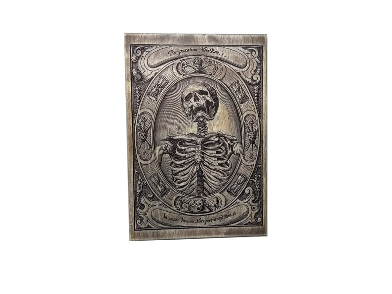 Memento Mori decor, Gothic Wall Decor, Memento Mori wall art Wood engraving reproduction after Alexander Mair (1605) macabre art, NOT A PRINT - Forgotten Engravings memento-mori-gothic-wall-h