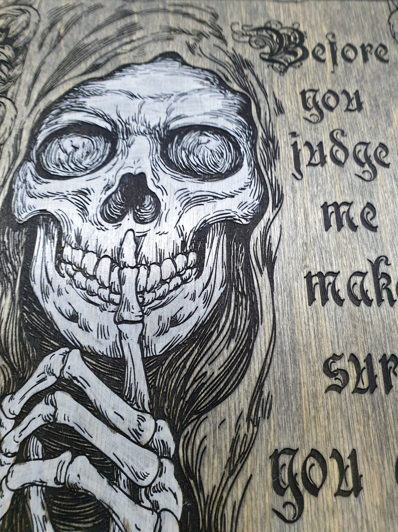 Gothic Home Decor Skull Wood Wall Decor Tattoo Decor Dark Art Macabre Art Laser Engraving. - Forgotten Engravings gothic-home-decor-skull-wood-wall-decor-tattoo-decor-dark-art-macabre-art-las