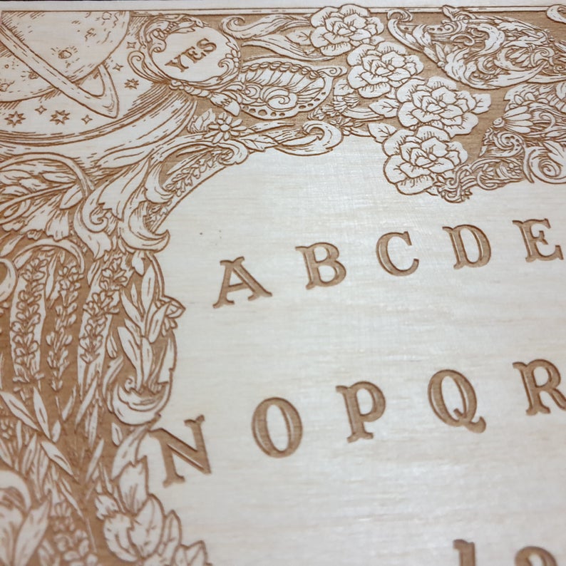 Ouija board floral spirit board with flowers and butterflies, floral and cosmic Ouija board, wiccan Ouija, wicca spirit board. - Forgotten Engravings floral-ouija-board-spirit-board-with-flow