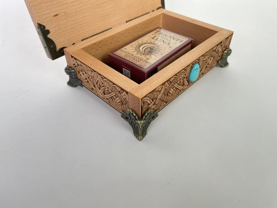 Original altar viking Yggdrasil and the nine realms viking box Tree of life, jewelry norse mythology box viking gift made of solid wood.