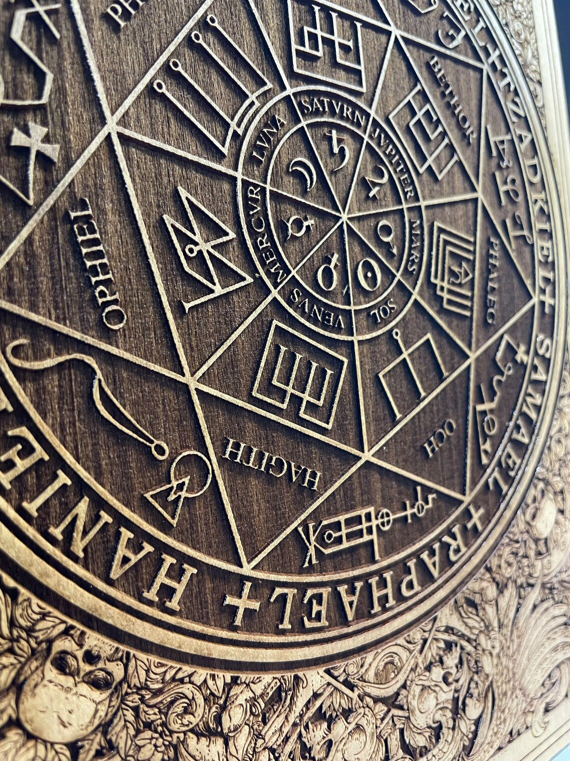 Seven Archangels seal, wood engraving, Archangel art, Magic art, Occult Wall Art, Samael, Raphael, Michael, Gabriel, gothic home decor. - Forgotten Engravings seven-archangels-seal-wood-engra