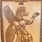 Winged sumerian god board engraved on wood, Ancient Aliens eagle headed genie art, 8.6 inch art