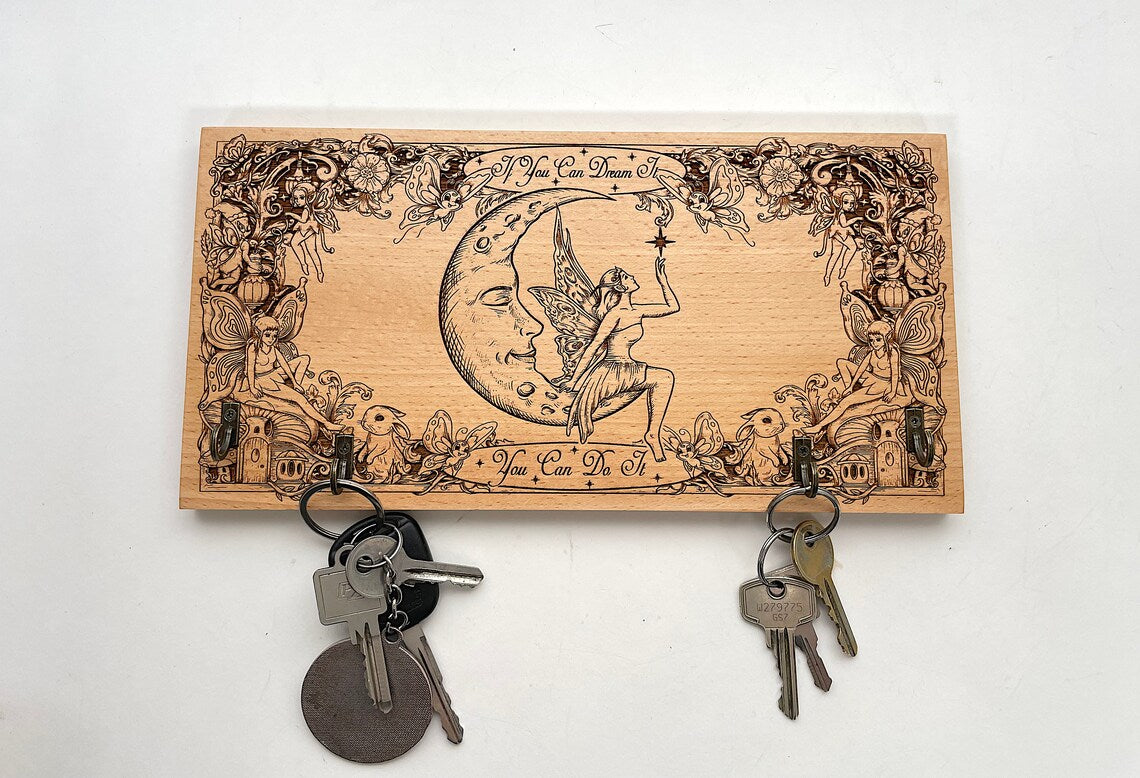 Walt Disney Quote key holder, If you can Dream it, You can do it Wood engraving, Not a print.