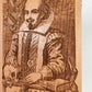 William Shakespeare vintage medieval style portrait, engraved on wood.