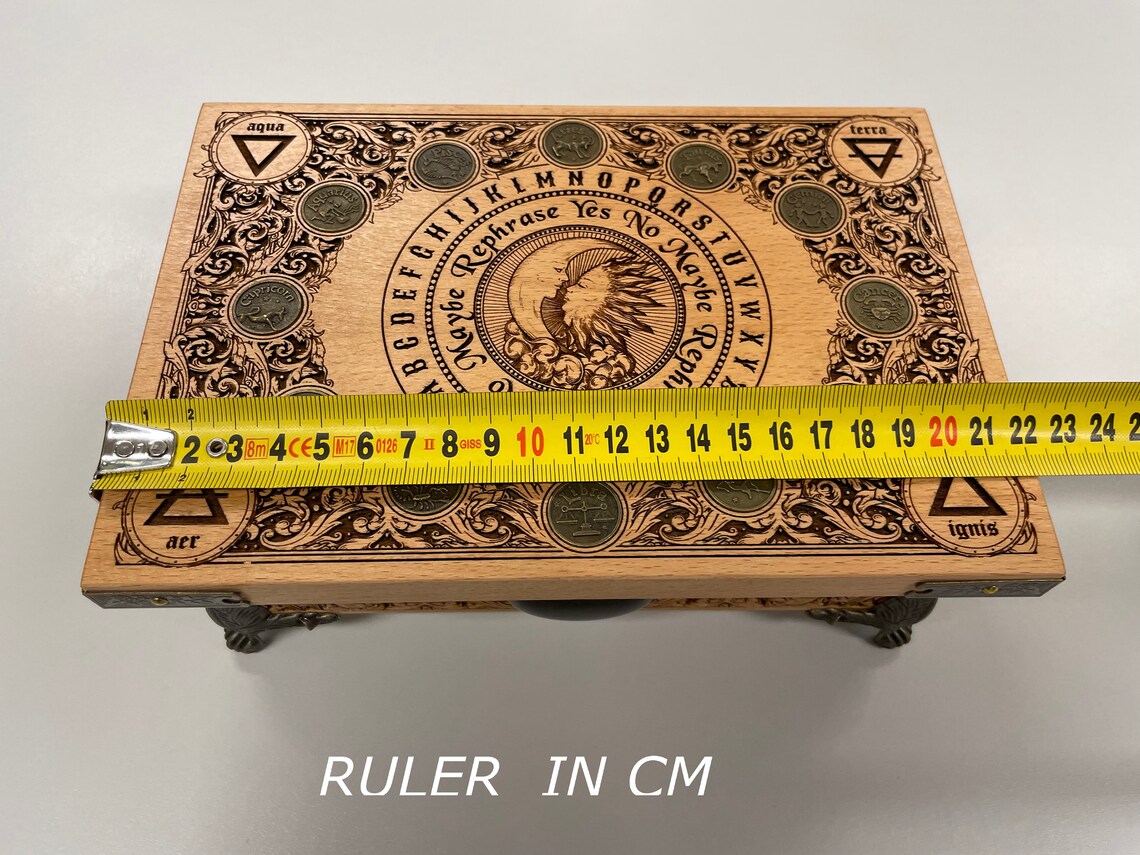 Happy Moon tarot deck storage, jewelry box, deck organizer engraved solid wood, custom tarot deck holder, moon phases, custom altar box - Forgotten Engravings