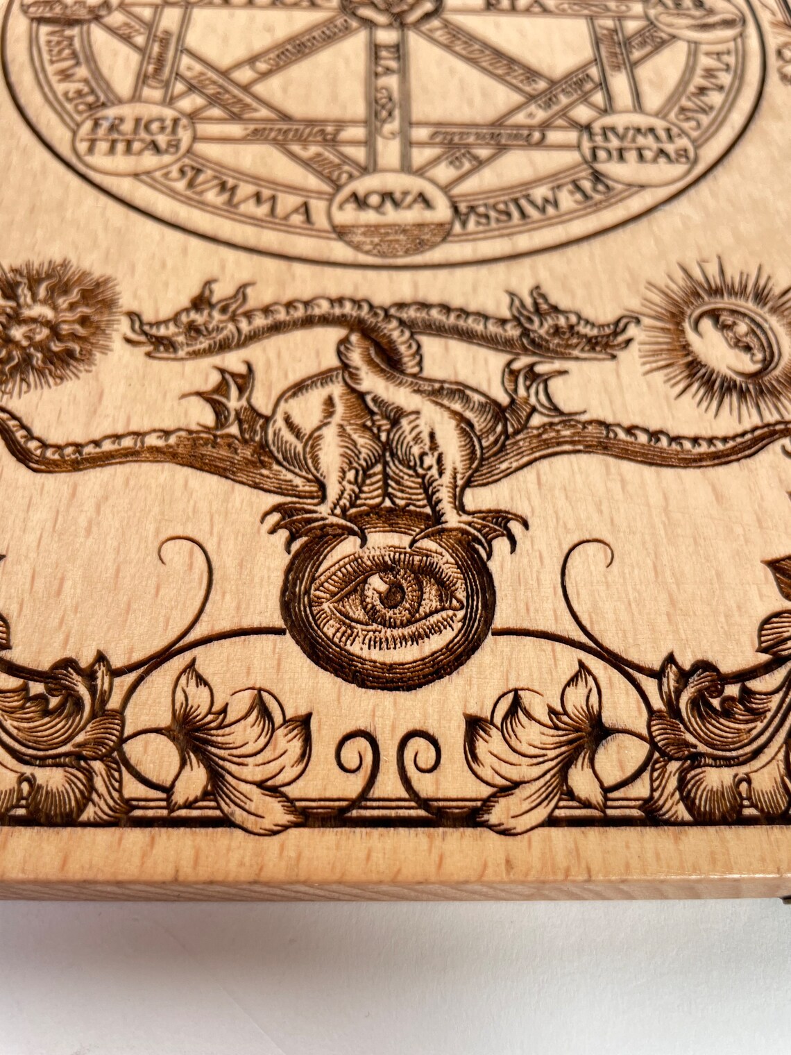 Alchemy art ars combinatoria wall decor engraved on wood, occult esoteric alchemical decor, alchemy symbols, magic, 8.6 inch, Kabbalah art.