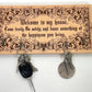 Bram Stoker Dracula Quote key holder, Welcome to my house, key holder for wall, Wood engraving, Not a print, Bram Stokers Dracula art.