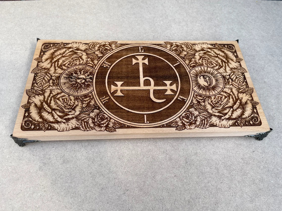 Wood Table Ritual Lilith Sigil Altar Table – Wooden Ritual Altar for Spiritual Tool ...