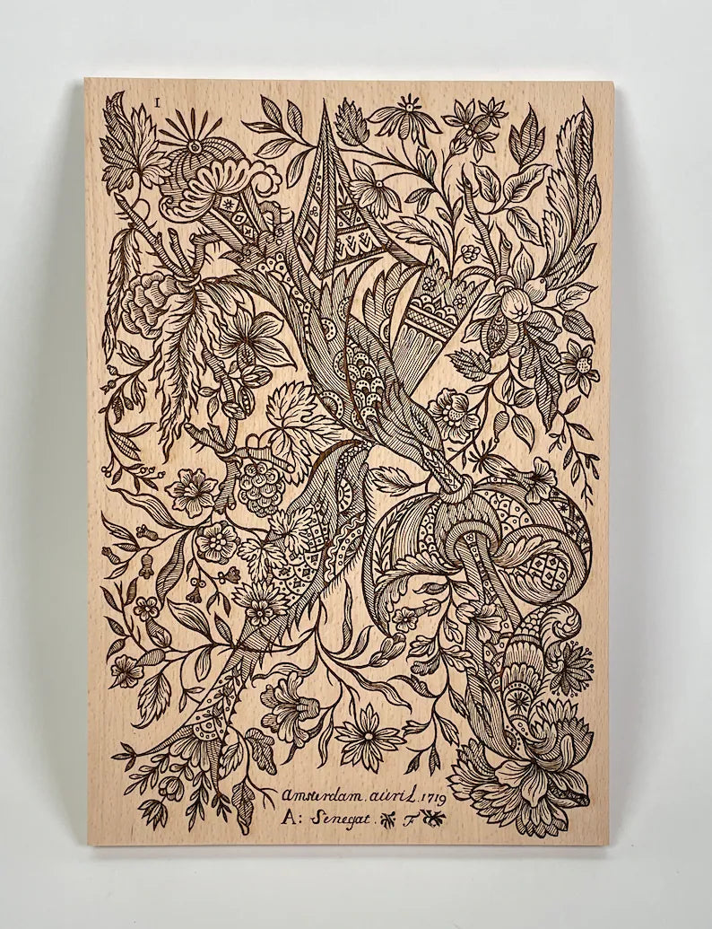Alexander Senegat textile print engraved on wood, one of seven prints available by 18th century designer Alexander Senegat - Forgotten Engravings 