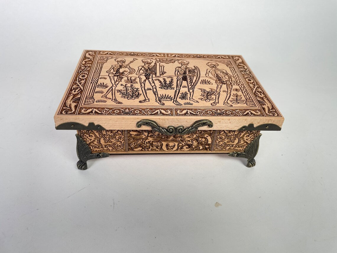 Danse macabre Jewelry box, Medieval woodcut Dance of Death inspired from Hans Holbein, Magic art, Occult gothic home decor, Esoteric tarot. - Forgotten Engravings