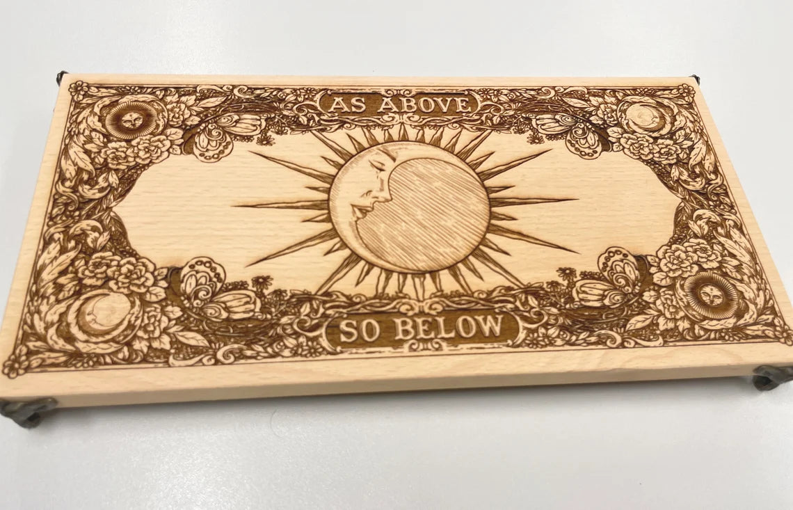 Wiccan altar table As above so below, Wiccan gifts, wooden Ritual Table, Altar Offering Table, Crystal Holder, witchcraft altar. - Forgotten Engravings