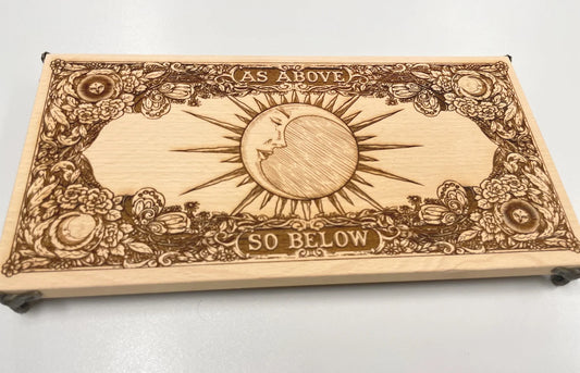 Wiccan altar table As above so below, Wiccan gifts, wooden Ritual Table, Altar Offering Table, Crystal Holder, witchcraft altar. - Forgotten Engravings