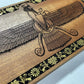 Hand engraved Ahura Mazda Faravahar wall art in mahogany wood, Persian Zoroastrian symbol decor with rich texture and carved details
