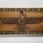 Ahura Mazda Faravahar wall art engraved in solid mahogany wood, Zoroastrian Persian symbol with hand painted details, handmade spiritual wall art
