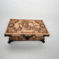 Alice in Wonderland wooden keepsake box engraved with Who are you and Wonderland motifs handmade in Netherlands ships to USA
