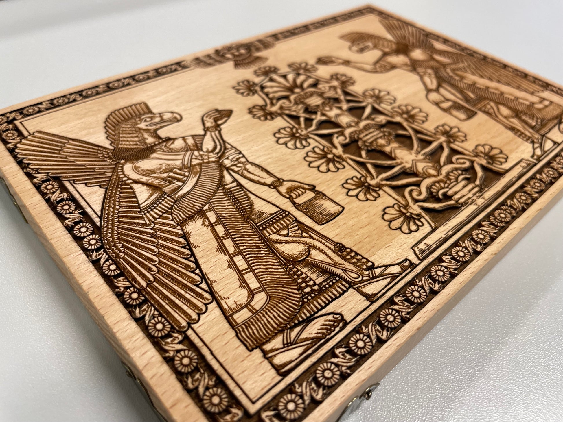 Anunnaki Winged Sumerian God wall decor engraved in wood