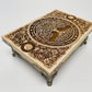 Solid wood Tree of Life tarot and crystal storage box displayed as spiritual décor
