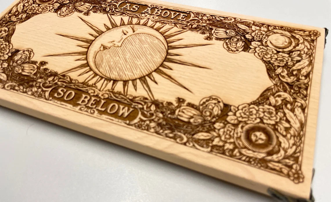 Wiccan altar table As above so below, Wiccan gifts, wooden Ritual Table, Altar Offering Table, Crystal Holder, witchcraft altar. - Forgotten Engravings