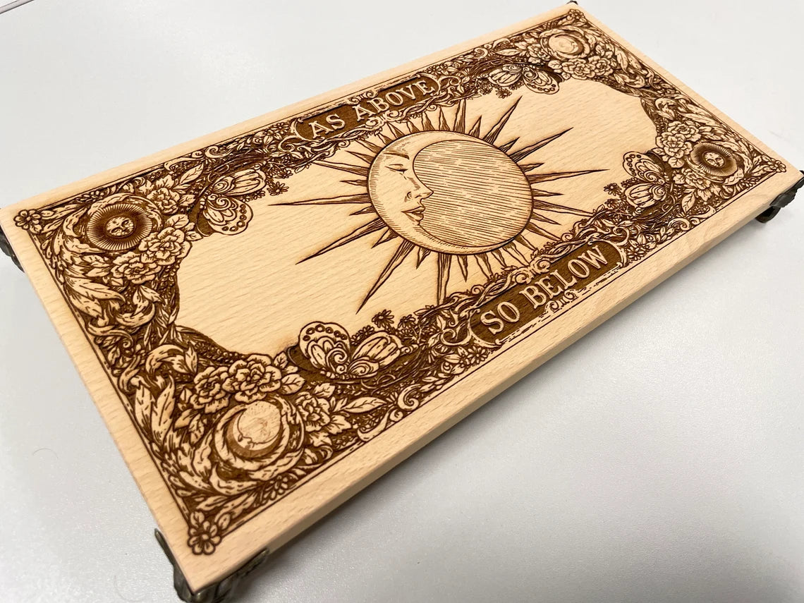 Wiccan altar table As above so below, Wiccan gifts, wooden Ritual Table, Altar Offering Table, Crystal Holder, witchcraft altar. - Forgotten Engravings