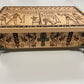 Egyptian tarot box engraved with Book of the Dead scene and Anubis guardian on solid wood handmade Netherlands ships to USA
