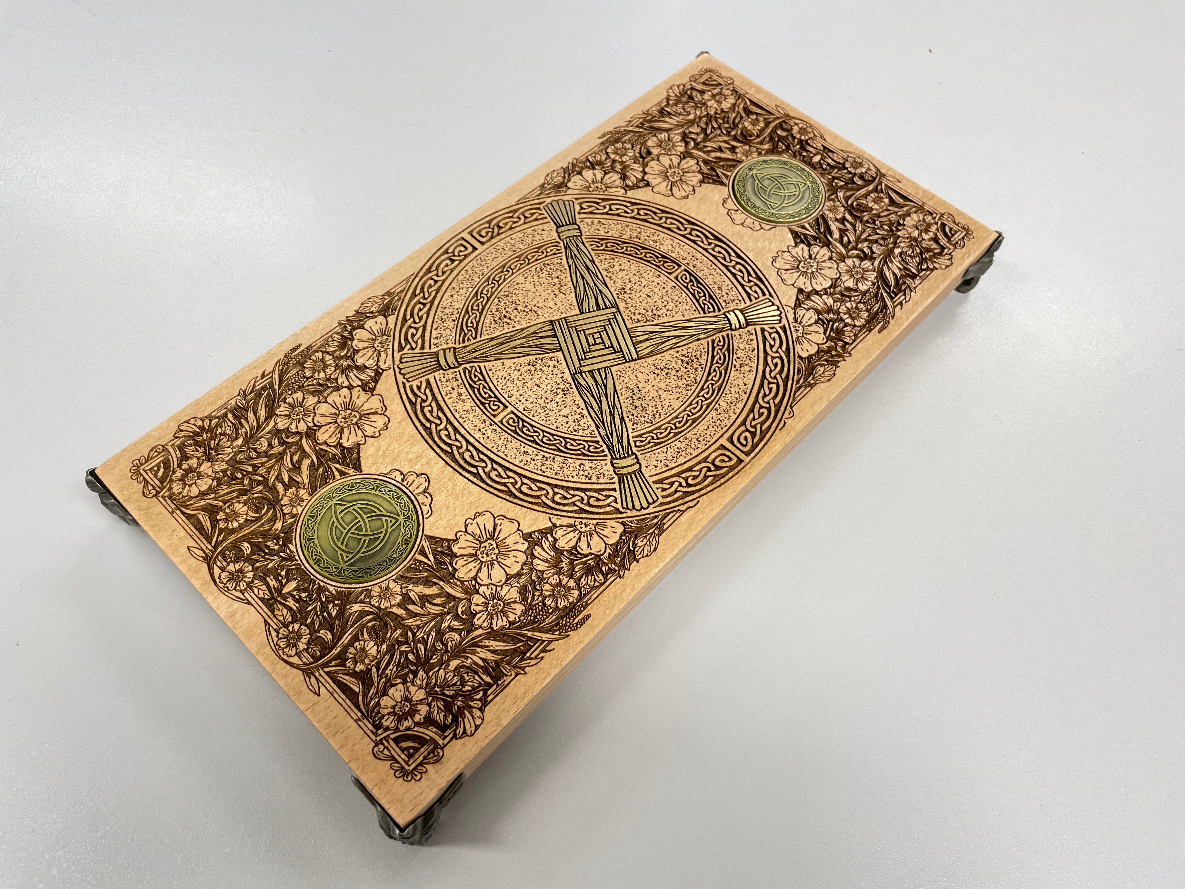 St Brigid Cross Altar Table – Celtic Pagan Wooden Ritual Table with Tr ...