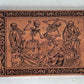 Danse Macabre mahogany wall art triptych engraved with medieval Dance of Death scenes
