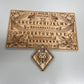Solid wood Ouija board with Egyptian hieroglyphic design and mythological motifs and wooden planchette
