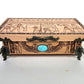 Ancient Egyptian Weighing of the Heart scene engraved on wooden tarot deck box lid
