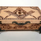 Freemason tarot deck box engraved solid wood with Masonic compass and square symbols
