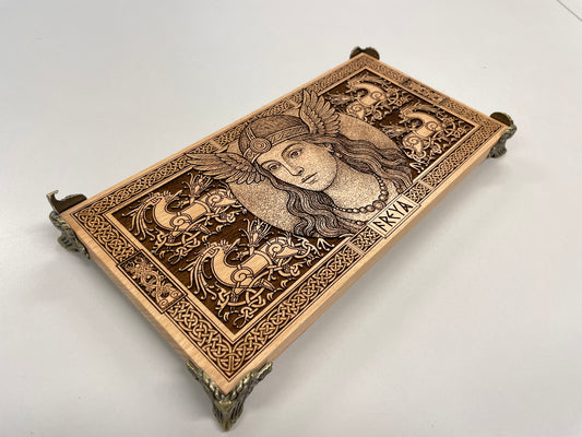 Freya altar table engraved on solid wood Viking pagan ritual altar board handmade Netherlands ships to USA
