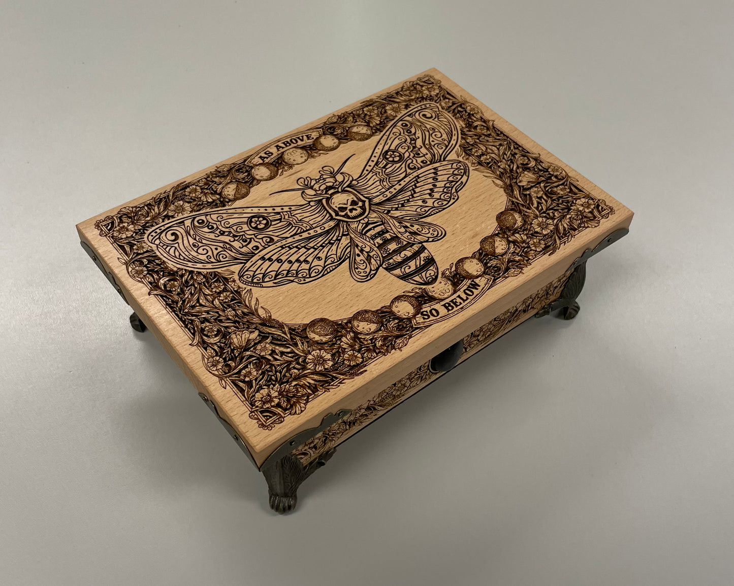 Death’s-Head Hawk Moth sacred storage box for tarot and ritual tools
