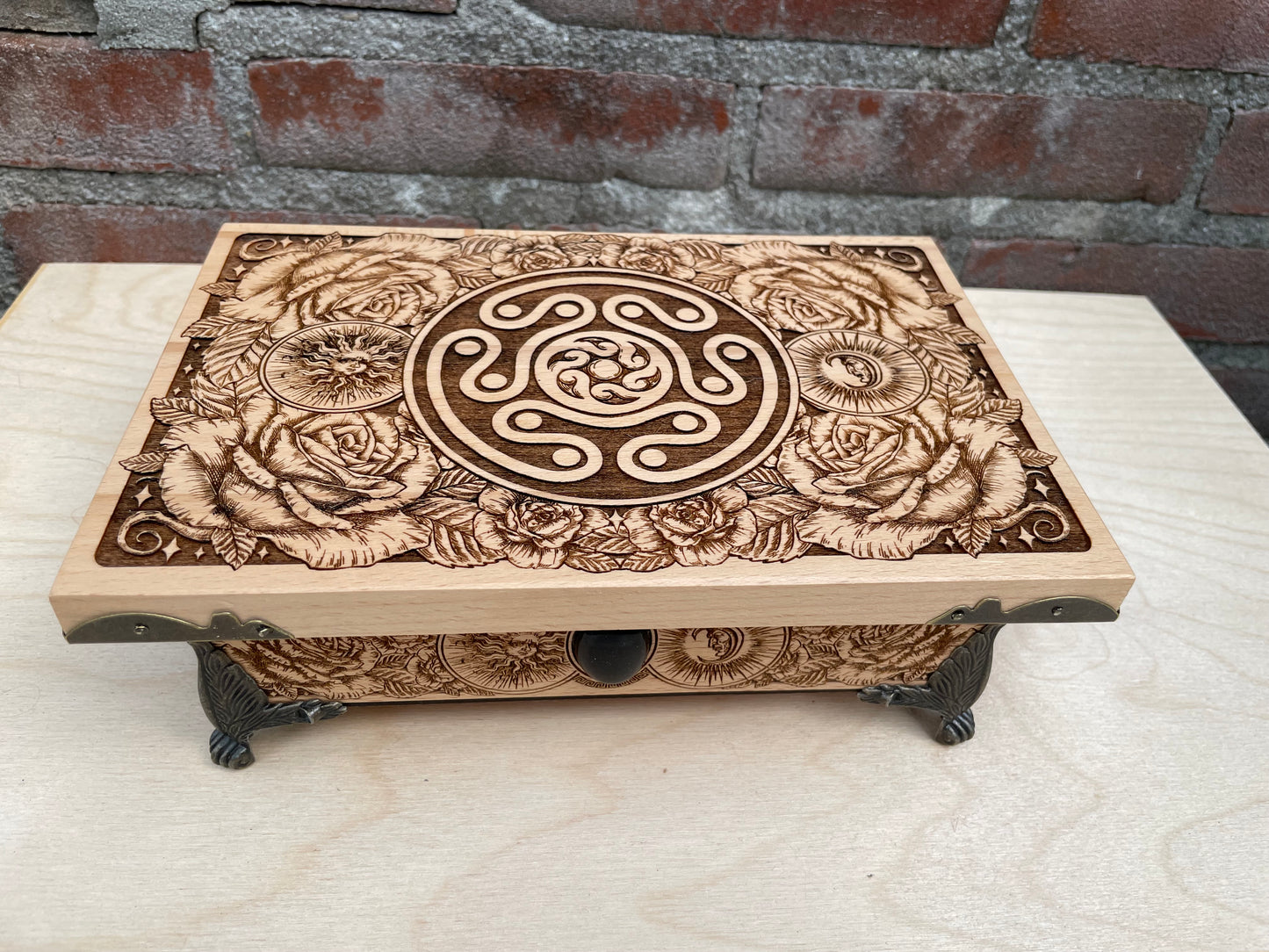 Solid wood Hecate altar box for divination