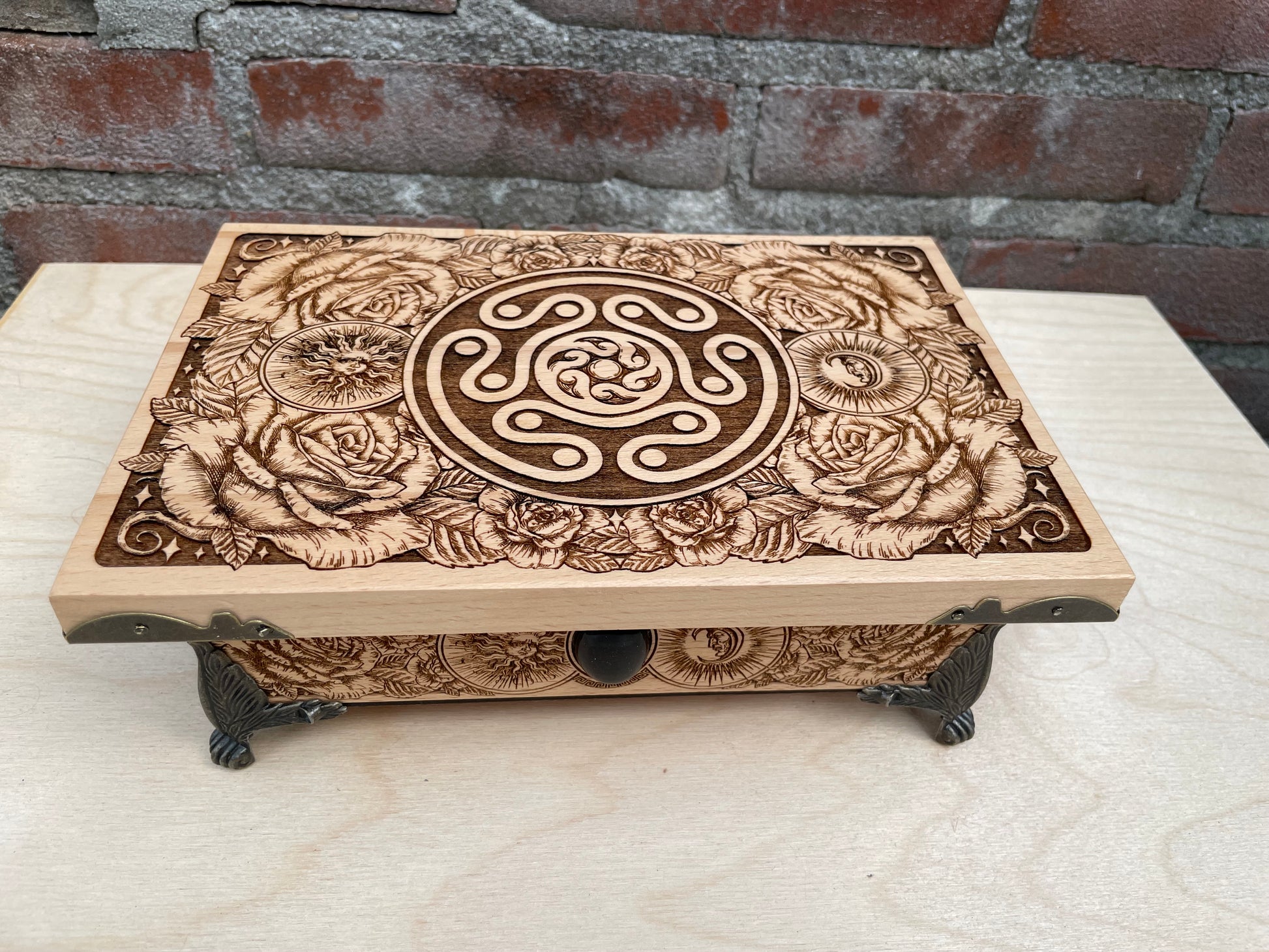 Solid wood Hecate altar box for divination