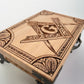 Freemason Tarot Deck Box – Solid Wood Keepsake & Jewelry Chest with Masonic Compass & Square Engraving - Forgotten Engravings