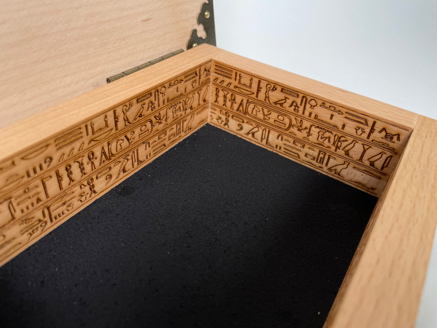 Egyptian Tarot Box with Anubis – Handmade Engraved Wooden Tarot Deck Storage Chest