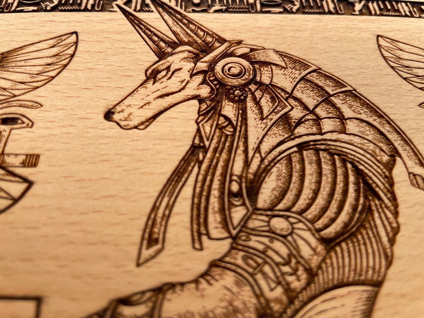 Egyptian Tarot Box with Anubis – Handmade Engraved Wooden Tarot Deck Storage Chest