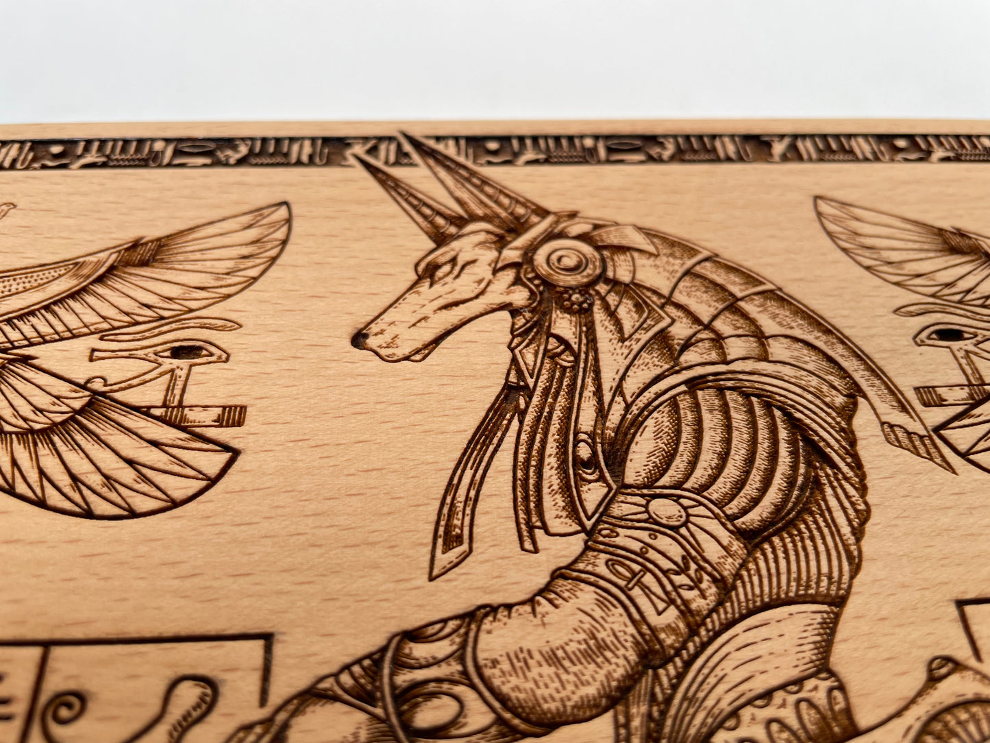 Egyptian Tarot Box with Anubis – Handmade Engraved Wooden Tarot Deck Storage Chest