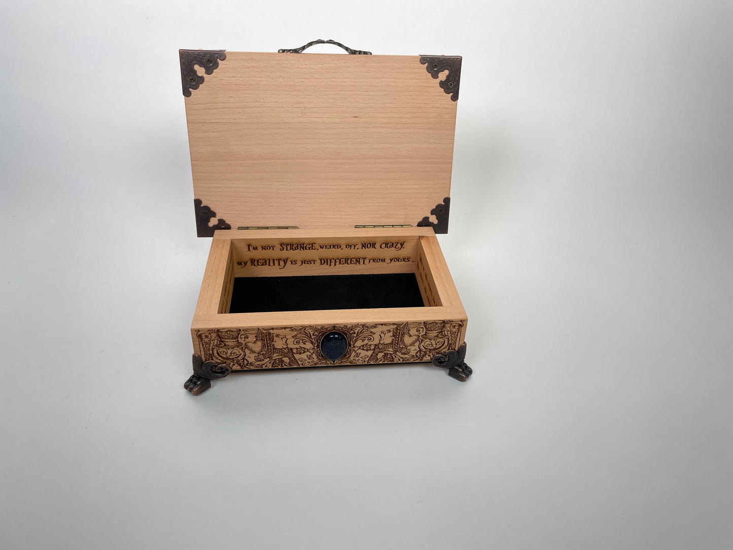 Alice in Wonderland Wooden Keepsake Box – “Who Are You?” Engraved Gift for Fans & Collectors