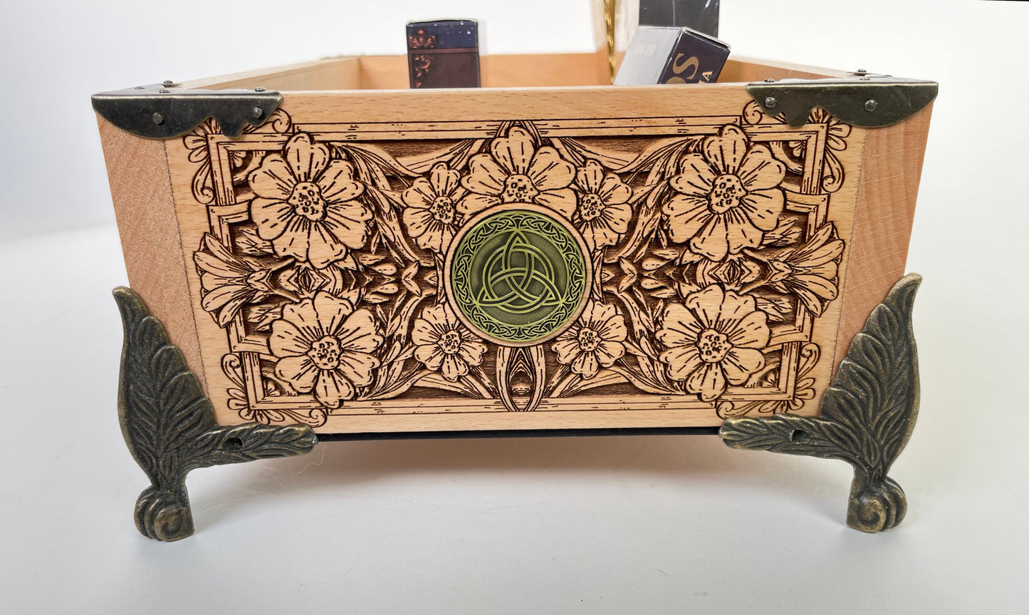 Tree of life Witchcraft Multiple Deck Organizer – Wooden Tarot & Oracle Storage Box with 12 Slots