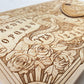 Celestial Wooden Ouija Board – Engraved Roses, Skull & Sun Spirit Board with Planchette for Positive Wiccan & Pagan Spiritualism - Forgotten Engravings