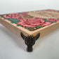 Wooden altar board for tarot crystals incense and candles in cultural sacred space
